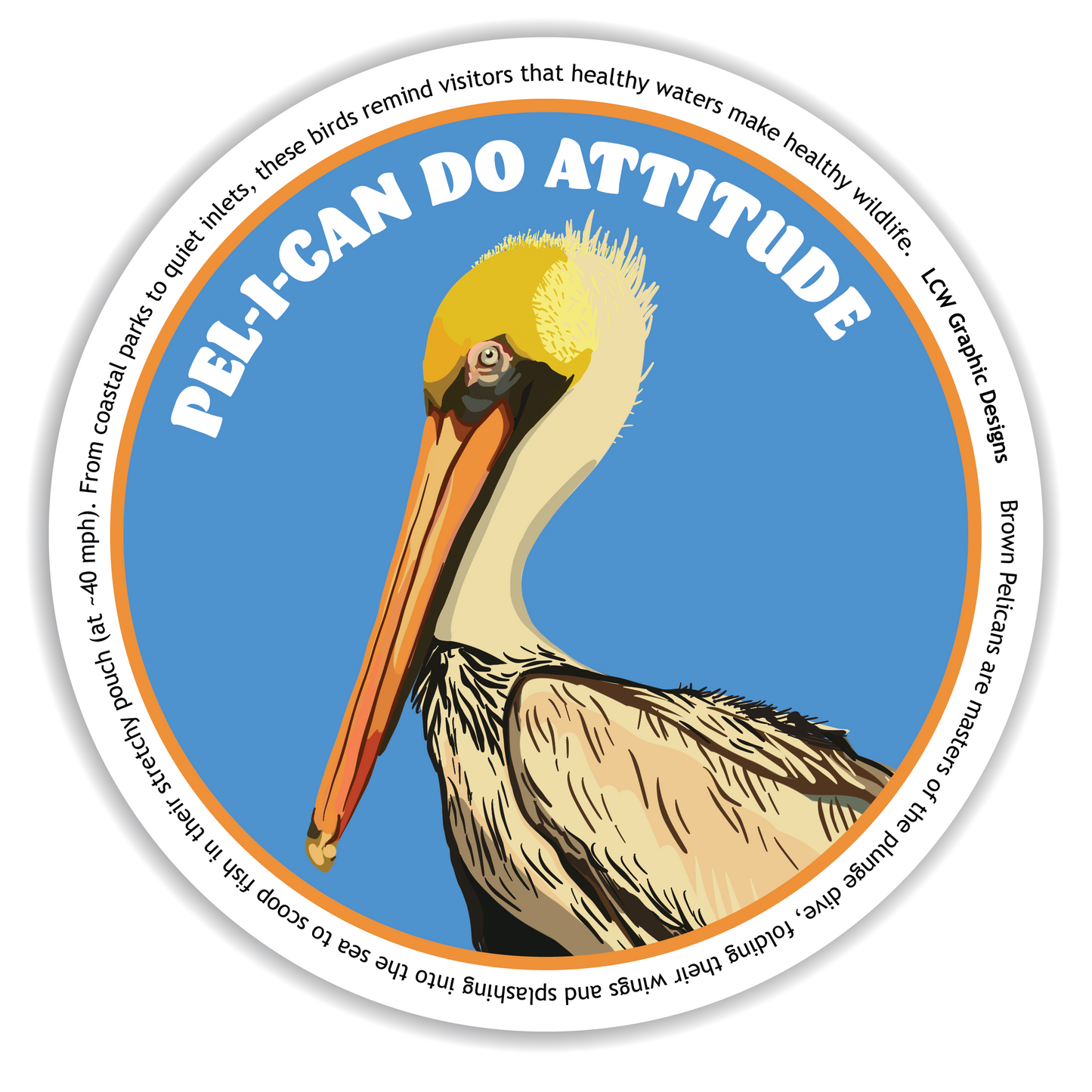Brown Pelican Sticker