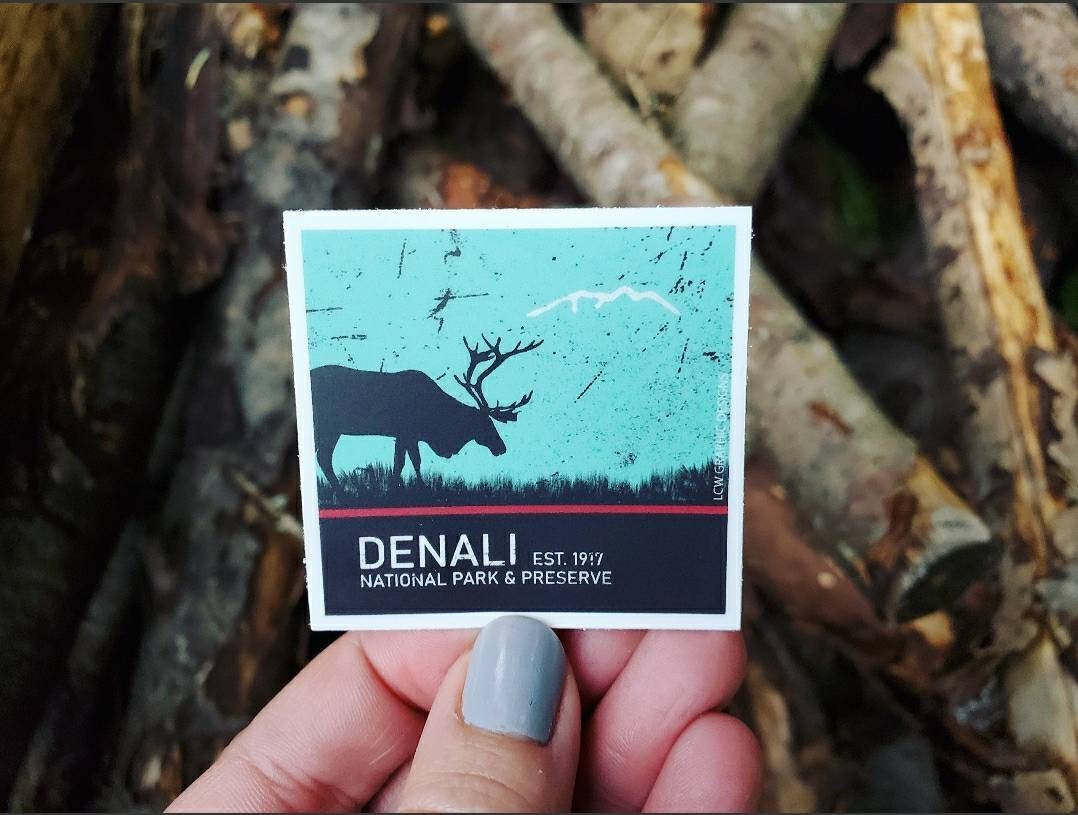 Denali Caribou Sticker- Vinyl Sticker : Denali, Alaska - Small Sticker