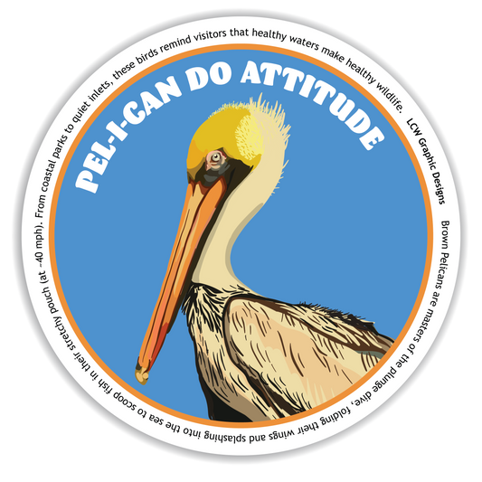 Brown Pelican Sticker