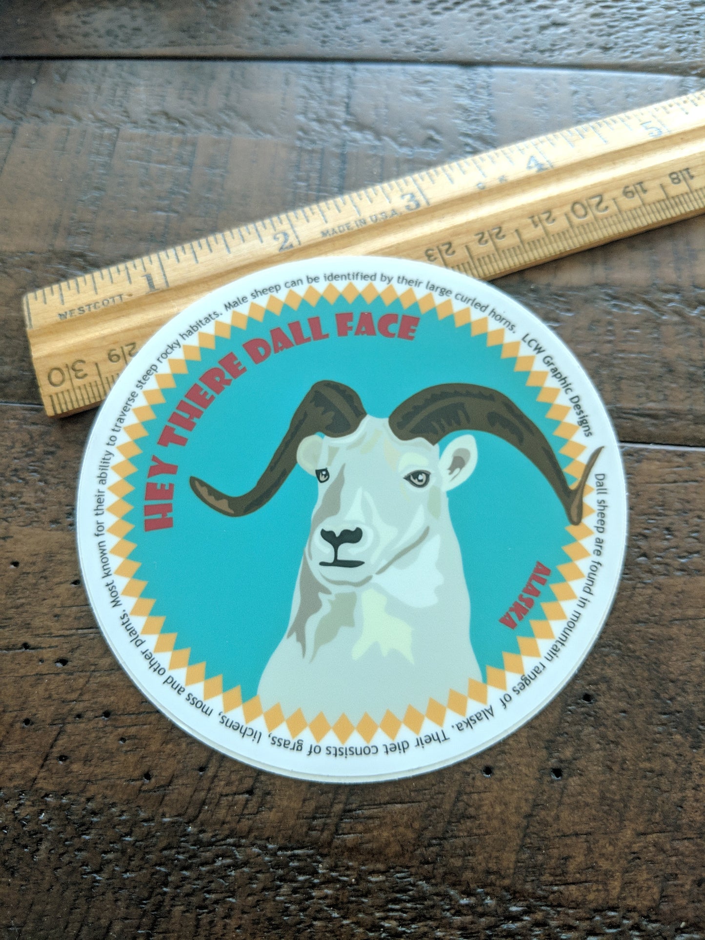 Dall Sheep Sticker - Educational Animal Vinyl Sticker - Hey There Dall Face